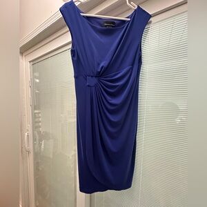 Connected Apparel Royal Blue Draped Mini Dress
